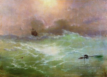 navire dans une tempête 1896 Romantique Ivan Aivazovsky russe Peinture à l'huile